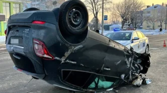 ДТП в Речице: Buick перевернулся после столкновения с Chevrolet