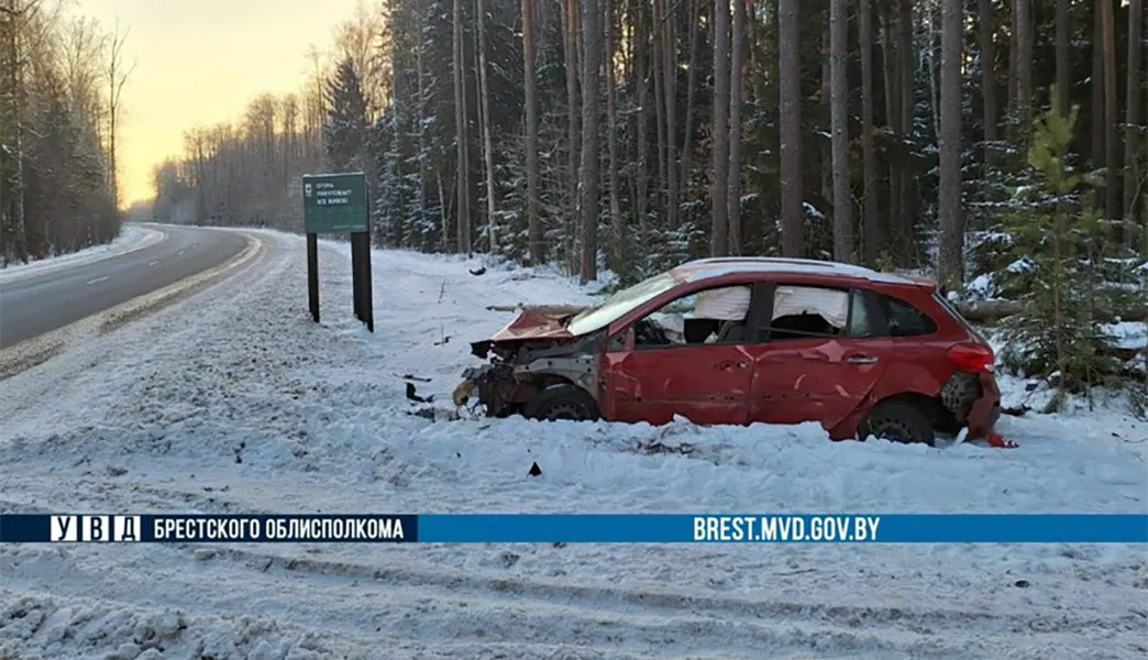 ДТП на трассе Р98 в Пружанском районе - водитель Renault уснула за рулем, пассажир в больнице